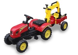 Traktor z Przyczepą i Łyżką czerwony Pedały 3007