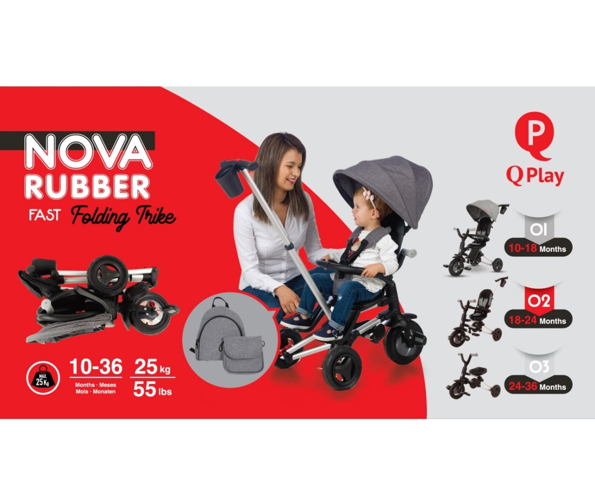 Qplay Rowerek Trójkołowy Nova+Rubber Grey