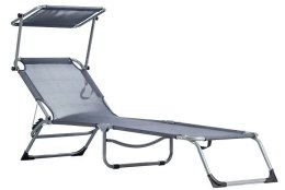 Leżak leżanka fotel ogrodowy z daszkiem - regulowana pozycja