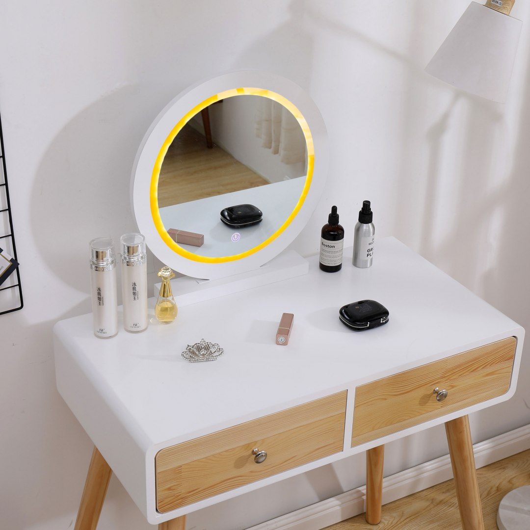 Toaletka kosmetyczna podświetlane lustro taboret